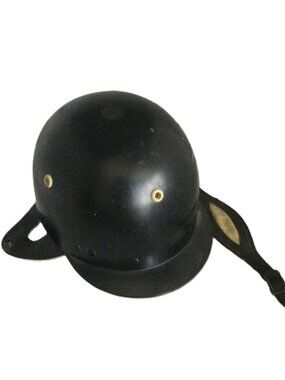 Vintage 70s Equestrian Jumping Hard Helmet Leather Harness Vents